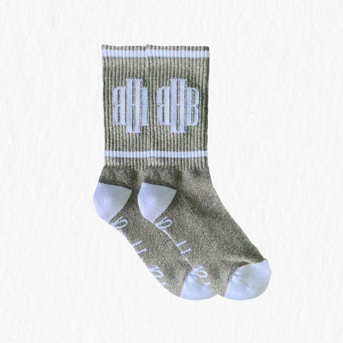 BHB Classic Everyday Comfort Socks Grey White Stripe Socks