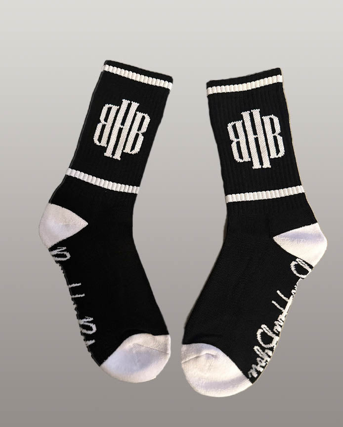 BHB Classic Everyday Comfort Socks Black White Stripe Socks