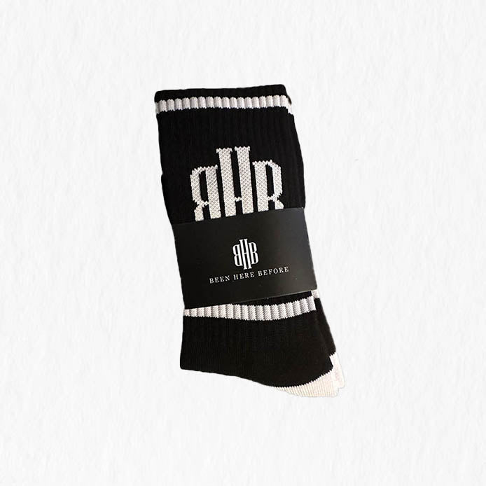 BHB Classic Everyday Comfort Socks Black White Stripe Socks