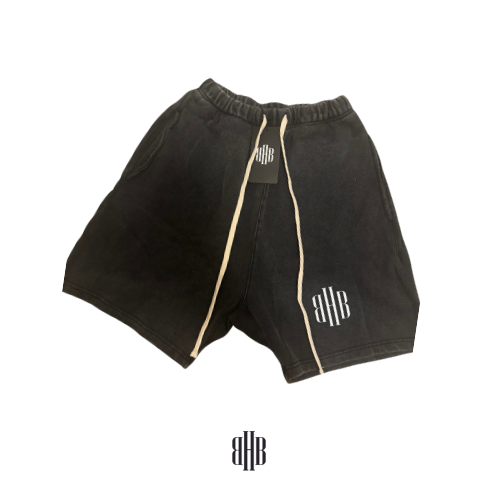 BHB Shorts - Black Acid Washed Look With White Surface